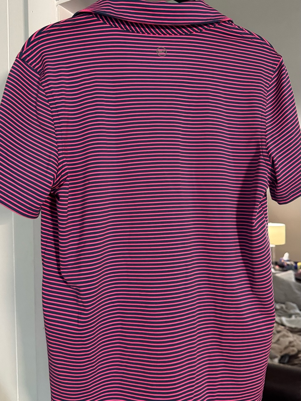 Vineyard Vines Youth Pink & Navy Striped Polo - Picture 4 of 4